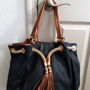 Michael kors marina denim large gathered tote